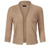 Women's 3/4 Sleeve Open Front Cropped Cardigan Sweater Lightweight Knit Short Bolero Shrugs - 2 of 4