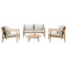 Moda Furnishings 4 - Piece Acacia Wood Patio Outdoor Conversation Set With Cushions - 3 of 4