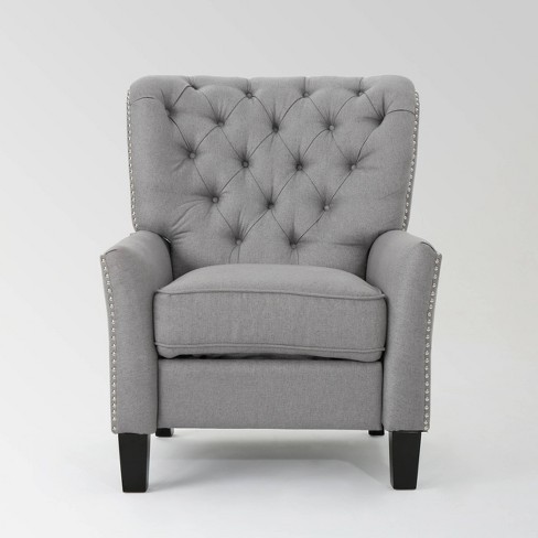 Light Gray Cozy Light Gray Recliner Sofa Chair with Lumbar Support and  Tufted Back - On Sale - Bed Bath & Beyond - 38338737