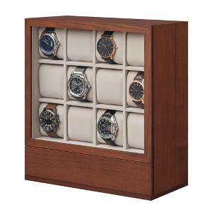 SONGMICS 12-Slot Wooden Watch Box, Watch Display CaseWatch Display Cabinet with Solid Wood Veneer, Velvet Lining, Vertical Storage - 1 of 4