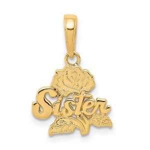 Black Bow Jewelry 14k Yellow Gold Sister Rose Pendant, 13mm - 1 of 4