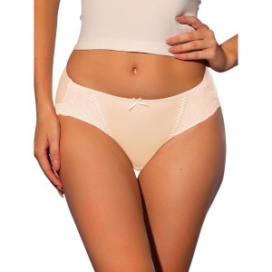 Allegra K Women's Satin Mid-Rised Comfortable Lace Trim Breathable Briefs - 1 of 4