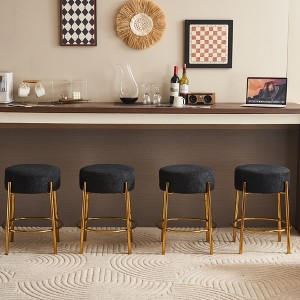 CIPACHO 24" Tall, Round Bar Stools, Set of 2 - Contemporary upholstered dining stools- Includes sturdy hardware support legs - 1 of 4