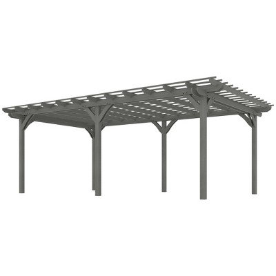 Gray Fir Wood 12' x 20' Outdoor Pergola Gazebo
