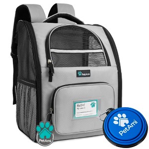 PetAmi Premium Dog Backpack Carrier Small Large Cat Puppies, Ventilated Pet Hiking Travel Bag, Airline Approved Safety Camping Biking - 1 of 4