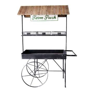 75" Farm Fresh Indoor/Outdoor Metal and Wood Garden Cart Black/Brown - Alpine Corporation