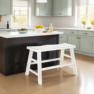 Royal Hampton 33" Wide Counter Height Bench | Trestle Legs with Footrests | Mahogany Wood - 1 of 4