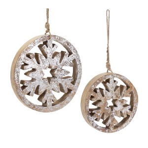 Melrose Wood Cut Out Snowflake Ornament (Set of 12) - 1 of 4