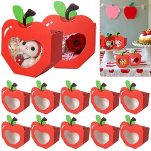 20 Pcs Apple Shaped Gift Boxes with Clear Window Back to School Paper Candy Container DIY Teacher Appreciation Thank You Treat Box for Birthday - 1 of 4
