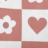 16"x16" Valentine's Day Heart and Flowers Grid Square Throw Pillow Rusty Mauve - e by design: Indoor Decorative Cushion, Twill Fabric - 2 of 4