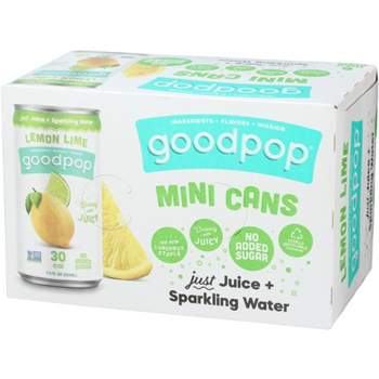 GoodPop Lemon Lime Juice & Bubbly Water Mini Cans - Case of 4 - 6pk/ 7.5 fl oz