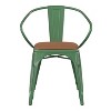 Emma and Oliver Metal Indoor-Outdoor Stacking Chair with Vertical Slat Back, Arms and All-Weather Polystyrene Seat - 3 of 4
