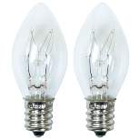 15-Watt 2pk C7 Incandescent Light Bulbs for Wax Warmers Clear - ADOR
