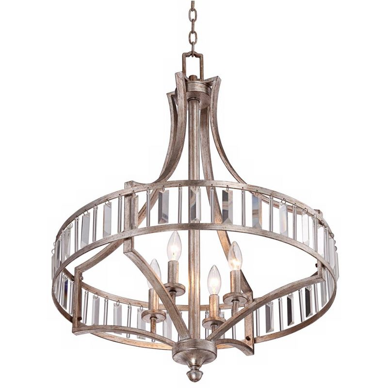 Vienna Full Spectrum Soft Silver Chandelier 24" Wide Crystal Glass 4-Light Fixture for Dining Room House Kitchen Bedroom, 5 of 10