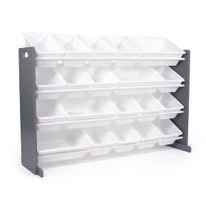 XL Kids' Toy Organizer with 20 Bins Inspire Collection Gray/White - Humble Crew: MDF Bin Shelves, Anti-Tip Hardware - 1 of 4