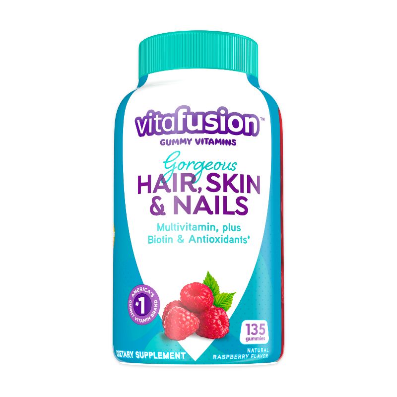 Vitafusion Gorgeous Hair Skin &#38; Nails Supplement Gummies - Raspberry - 135ct, 1 of 14