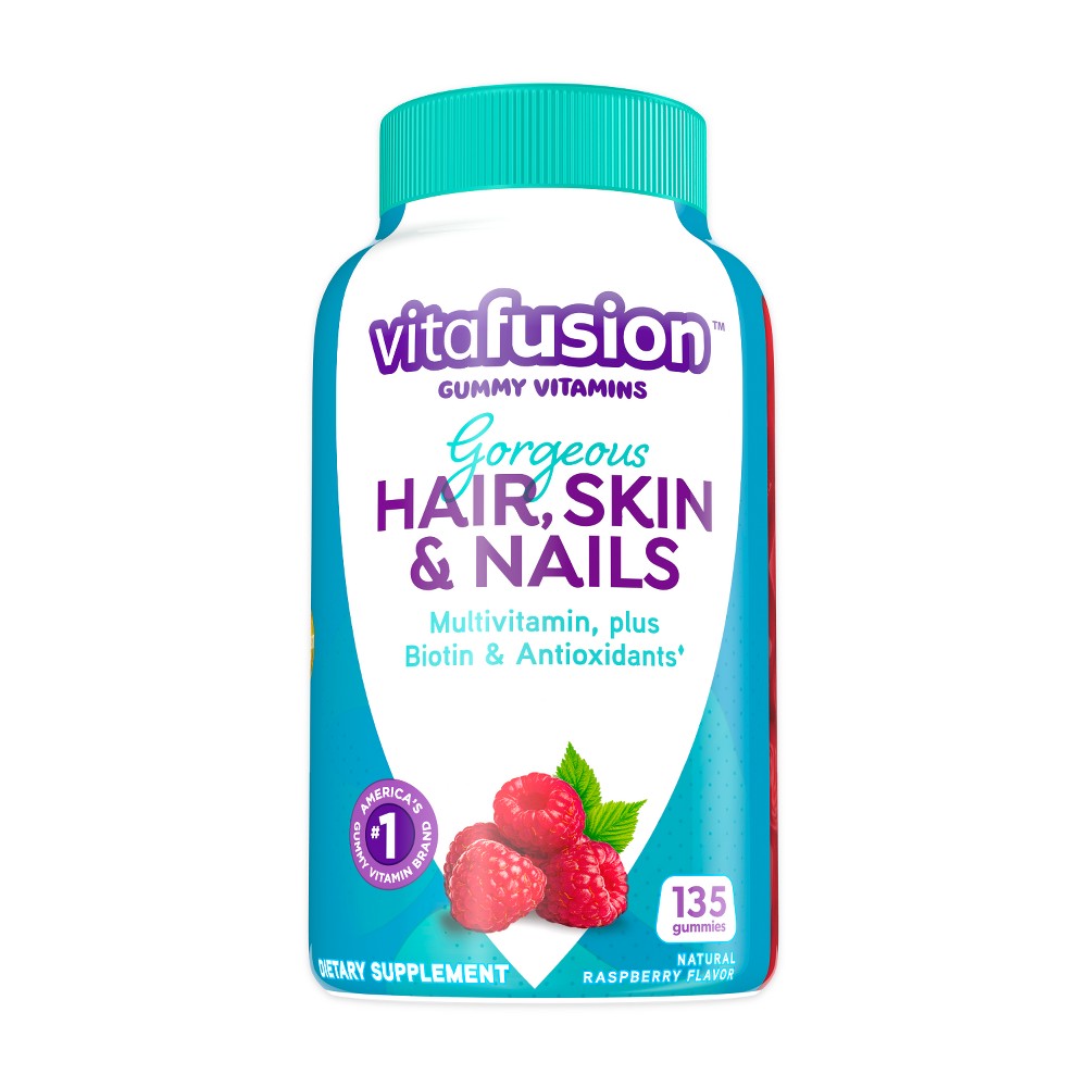 Photos - Vitamins & Minerals Vitafusion Gorgeous Hair Skin & Nails Supplement Gummies - Raspberry - 135