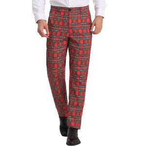 Lars Amadeus Men's Plaid Business Regular Fit Formal Prom Checked Trousers - 1 of 4