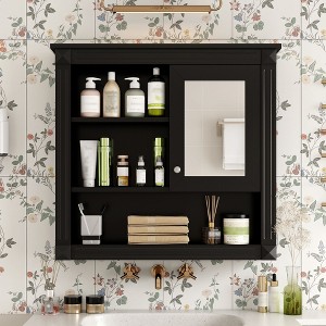 NicBex 32"x28" Elegant Wall Mounted Bathroom Cabinet with Mirror&5 Adjustable Shelves,Mirrored Medicine Cabinet for Bathroom,Matte Finish - 1 of 4