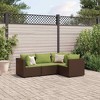 vidaXL Patio Lounge Set with Cushions Sectional Sofa Garden Backyard Poly Rattan - Brown and Green 3x Corner + Middle - 2 of 4