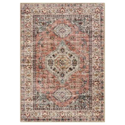 Lahome Persian Medallion Short Pile Velvet Rectangular Indoor Area Rug