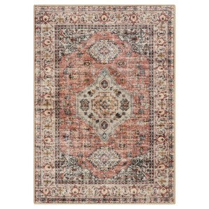 Lahome Persian Medallion Short Pile Velvet Rectangular Indoor Area Rug - 1 of 4