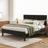 Gulches Queen Size Modern Platform Bed Frame with Upholstered Headboard & Wooden Slats - No Box Spring Needed, Easy Assembly, Black - 3 of 4