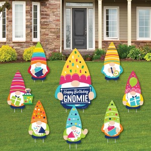 Big Dot of Happiness Gnome Birthday - Yard Sign and Outdoor Lawn Decorations - Happy Birthday Party Yard Signs - Set of 8 - 1 of 4