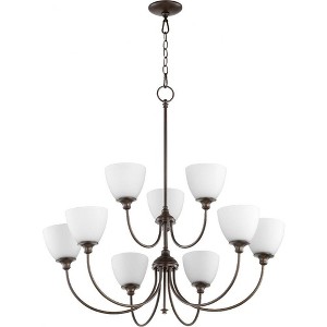 Quorum Lighting Celeste 9-Light Chandelier, Oiled Bronze, 32 Width, 33.5 Height, Glass Material - 1 of 1