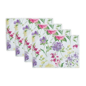 Sophia Pom Pom Placemat, Set of 4 - Multicolor - 13x19 - Elrene Home Fashions - 1 of 4