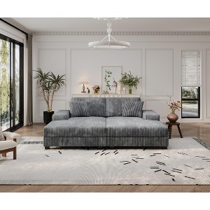 Mocamel Convertible combination sofa, corduroy fabric, fluffy modern sleeper sofa chair, oversized combination living room double lounge chair - 1 of 4