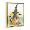 Stupell Industries Witch Cat on Pumpkin Black Framed Floater Canvas Wall Art - 3 of 4