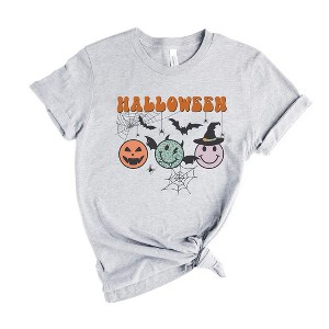 Simply Sage Market Women's Halloween Smiley Faces Short Sleeve Graphic Tee - 1 of 3