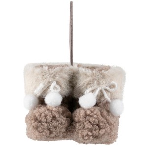 Northlight High Pile Fleece Winter Booties Christmas Ornament - 4" - 1 of 4