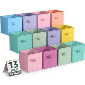 Sorbus Mixed Colors 13 Inch 12 Pack Sturdy Collapsible Fabric Storage Cubes with Handle - for Organizing Clothes, Toys, Books, Shelves & more - 1 of 4