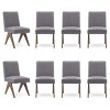 Set of 8 Upholstered Dining Chairs, Modern Armless Side Chairs with Solid Wood Legs, Comfortable Padded Seat for Kitchen & Dining Room-Maison Boucle - 2 of 4
