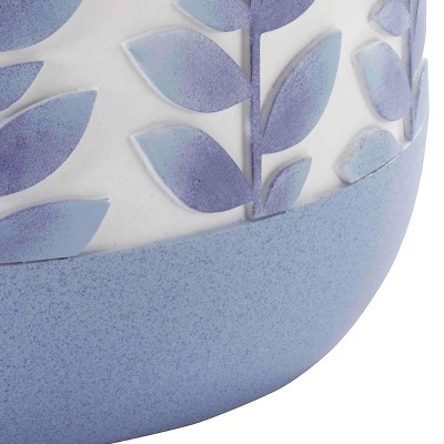 Periwinkle Blue Hand-Painted Resin Circular Wastebasket