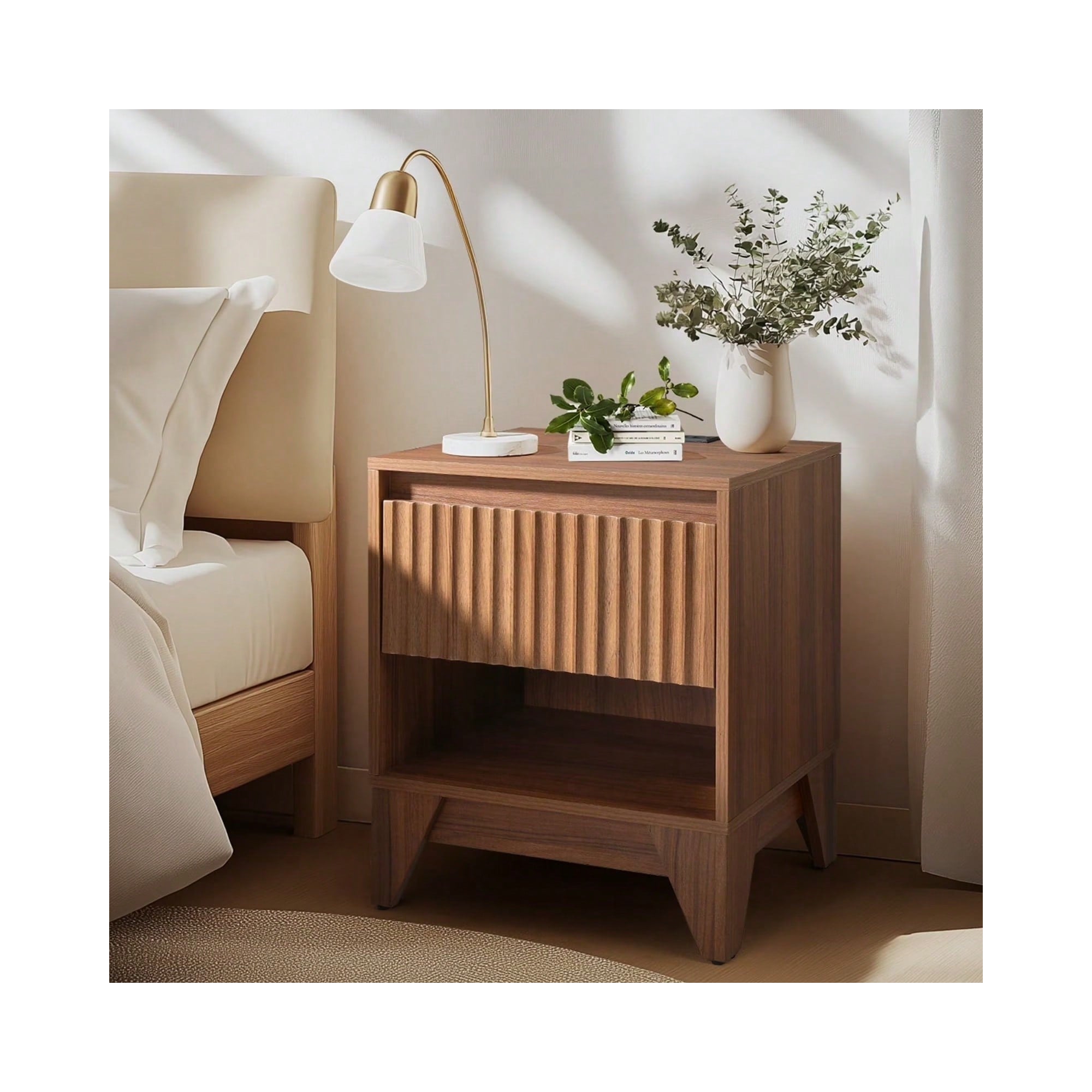 KOLIGEY 1 - Drawer Nightstand With Charging Station, Versatile Side Table With Storage