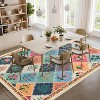 Washable Modern Floral Rug - Non-Slip Lightweight Thin Carpet, Non-Shedding Soft Low Pile Floor Cover for Bedroom Living Room - 2 of 4