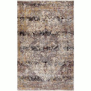 Mark & Day Gerolakkos 7'10"x10' Rectangle Woven Indoor Area Rugs Charcoal: Stain-Resistant Floral Polyester for Entryway - 1 of 4