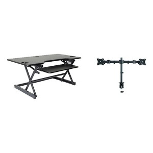 46in Height Adj Standing Desk Converter with Dbl Monitor Mount-Black - Rocelco - 1 of 4