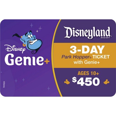 Disneyland Resort 3-Day Park Hopper Ticket with Genie+ Service Ages 10+ $450 (Email Delivery)