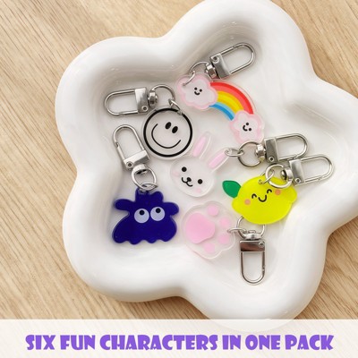 Wrapables Assorted Novelty Characters Keychain, Bag Charm Accessory for Purse Handbag Backpack (Set of 6) — фото 3