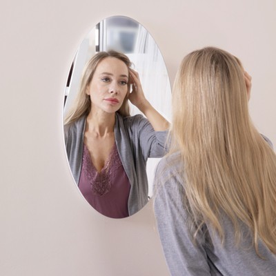 Kayla 25" Oval Frameless Beveled Wall Mounted HD Makeup Mirror-The Pop Home