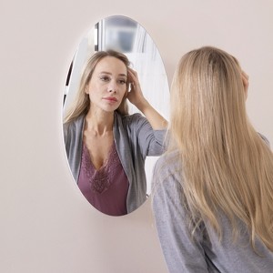 Kayla 25" Oval Frameless Beveled Wall Mounted HD Makeup Mirror-The Pop Home - 1 of 4