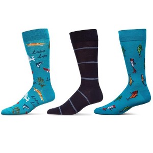MeMoi Men's 3 Pair Pack Novelty Hobbies Crew Socks - 1 of 3