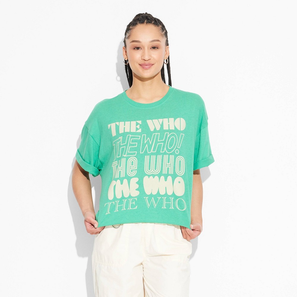 Women's The Who Oversized Short Sleeve Graphic T-Shirt - Green S