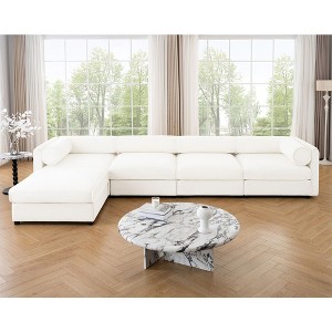 CAVINAS Modern Sectional Sofa with 4 Seats and 1 Ottoman,Convertible Modular Couch with Under-Sofa Storage,Couch for Living Room,2x Corner,White - 1 of 4