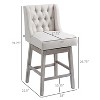 Beige 27" Swivel Bar Stools (Set of 2), Counter Height, Linen Upholstery and Button Tufted Design - 2 of 4