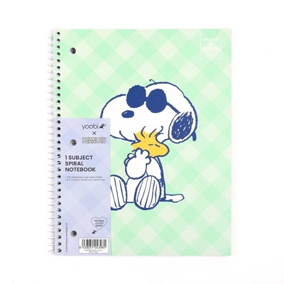 Yoobi Peanuts 1 Subject Notebooks 8"x10.5" Wide Ruled Green Joe Cool Woodstock